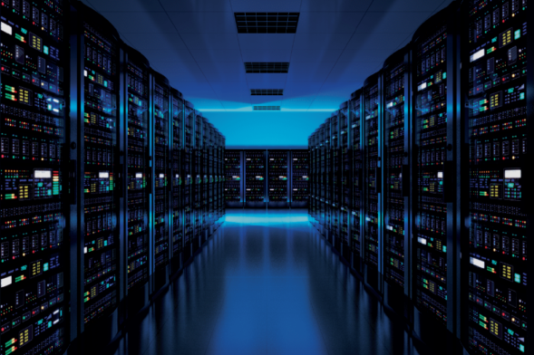 dark room full of servers for server management