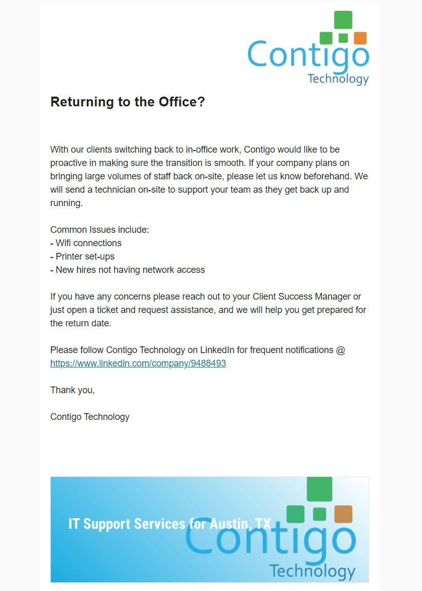 Returning to the Office? Contigo Technology