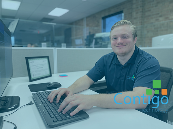 Joel working at computer